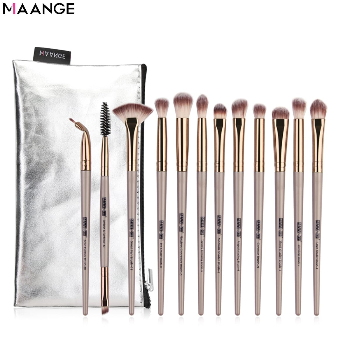 Maange Pro 12pcs Eye Makeup Brushes Set With Cosmestic Bag Mag 5729sb