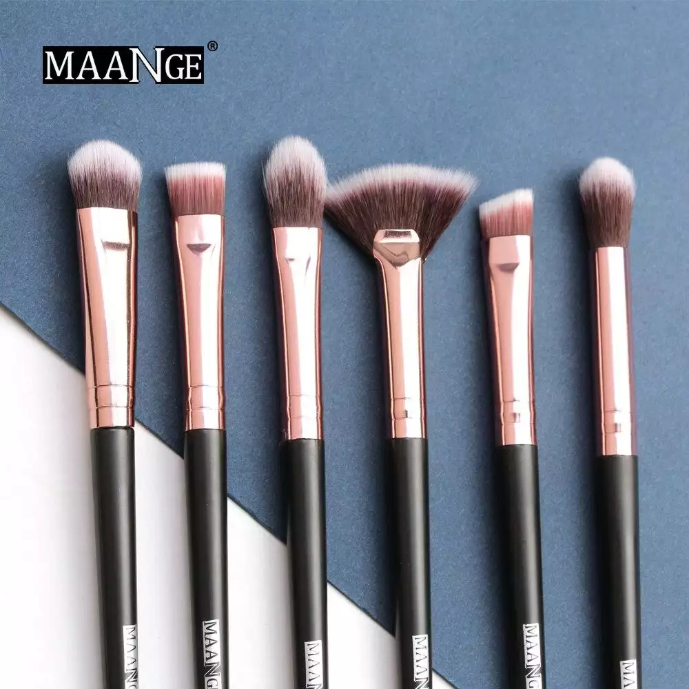 Maange 6pcs Makeup Brushes Set Eye Shadow Blending Eyeliner Eyelash Eyebrow Brushes Portable Beauty Make Up Brush Tools