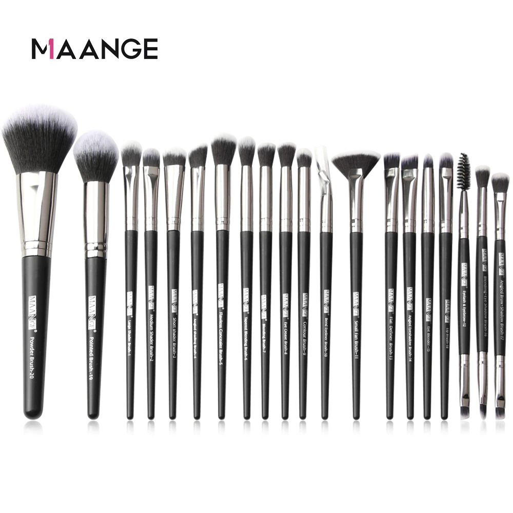 Maange 20pcs Makeup Brushes Set Professional Eye Shadow Powder Foundation Brush Best Blending Concealer Cosmetic Tools With Bag