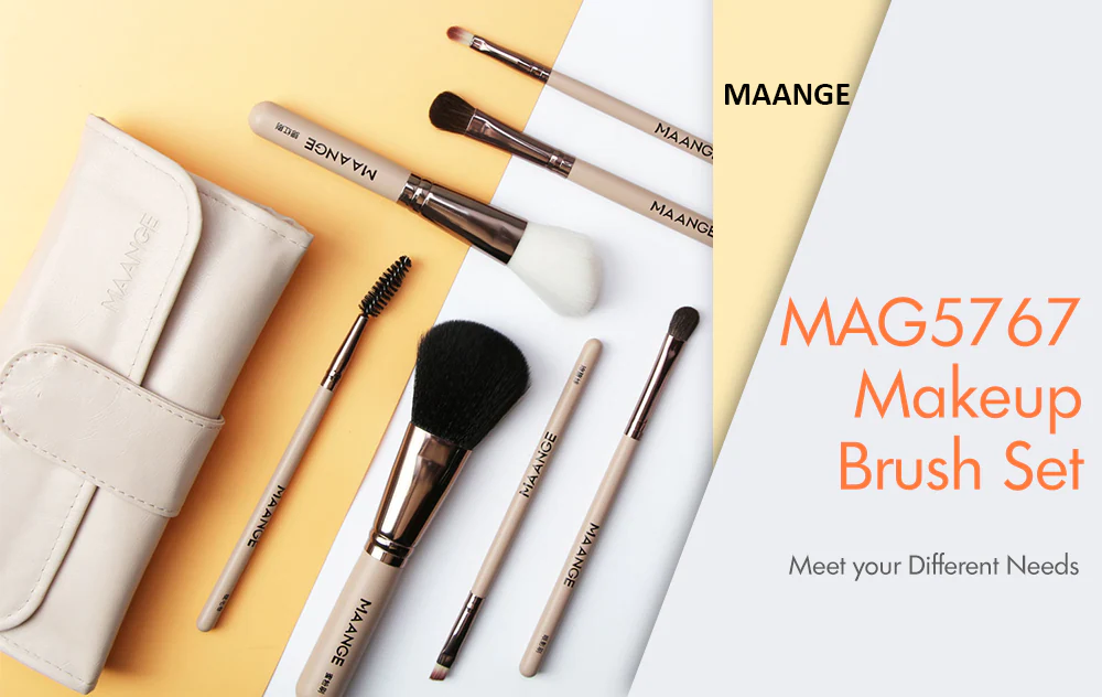 Maange 7pcs Makeup Brush Set With Storage Bag