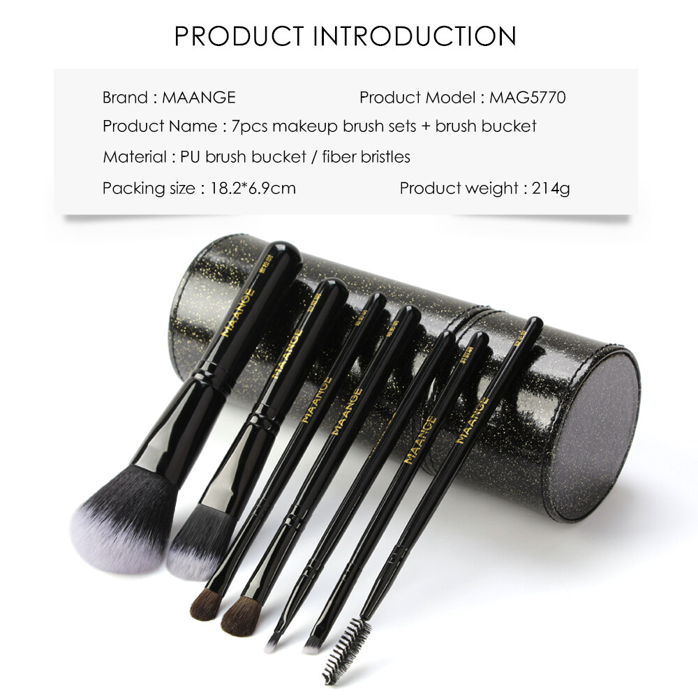 Maange 7pcs Makeup Brush Set With Storage Bag