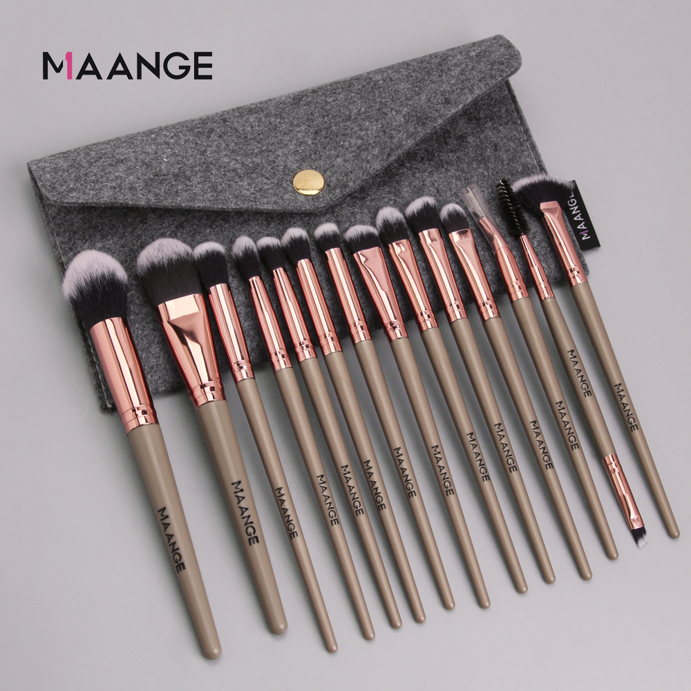 Maange 14 Makeup Brush Set With Brush Bag