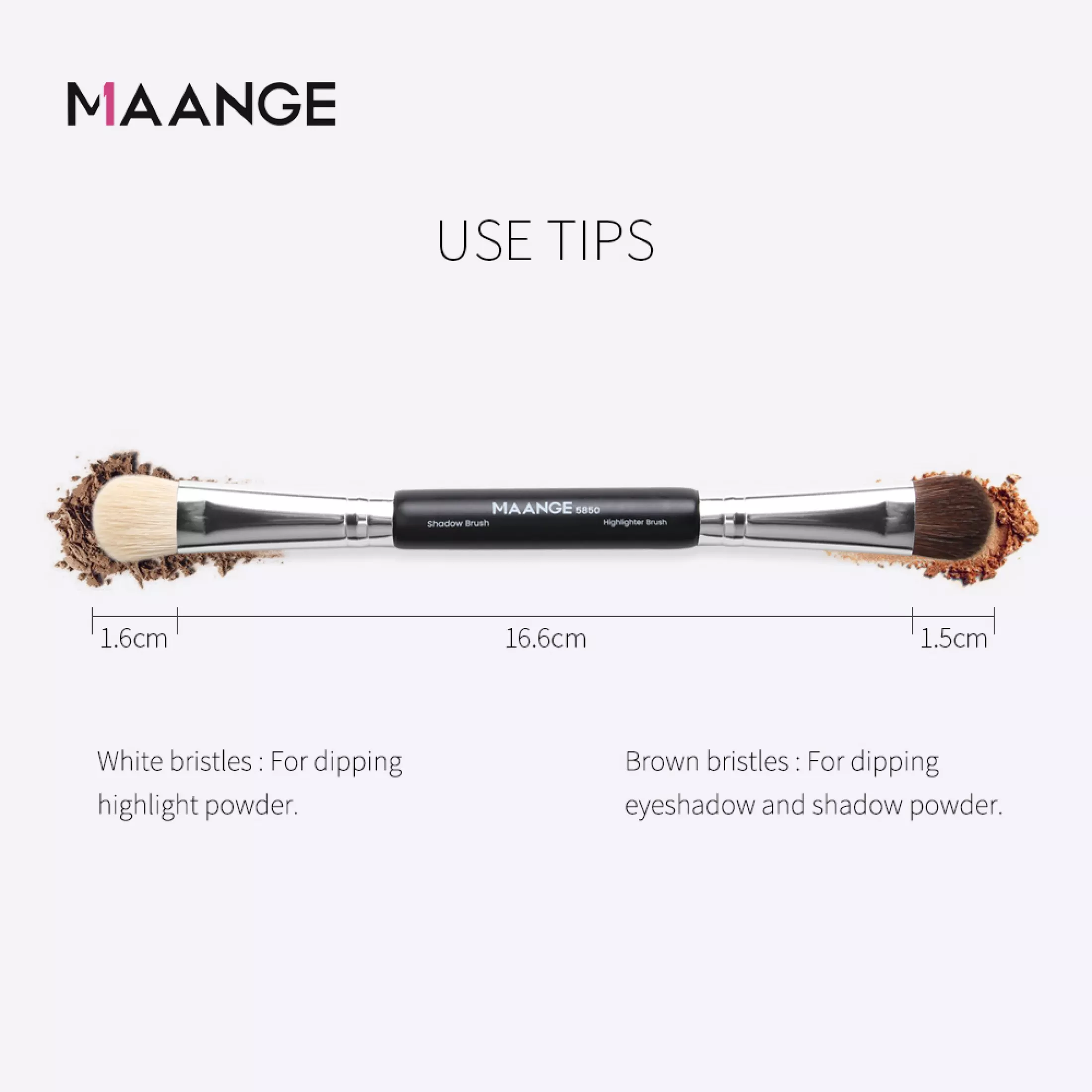 Maange 1pc Brush Eyeshaodow Double-ended Nose Shadow Brush Mag 5850