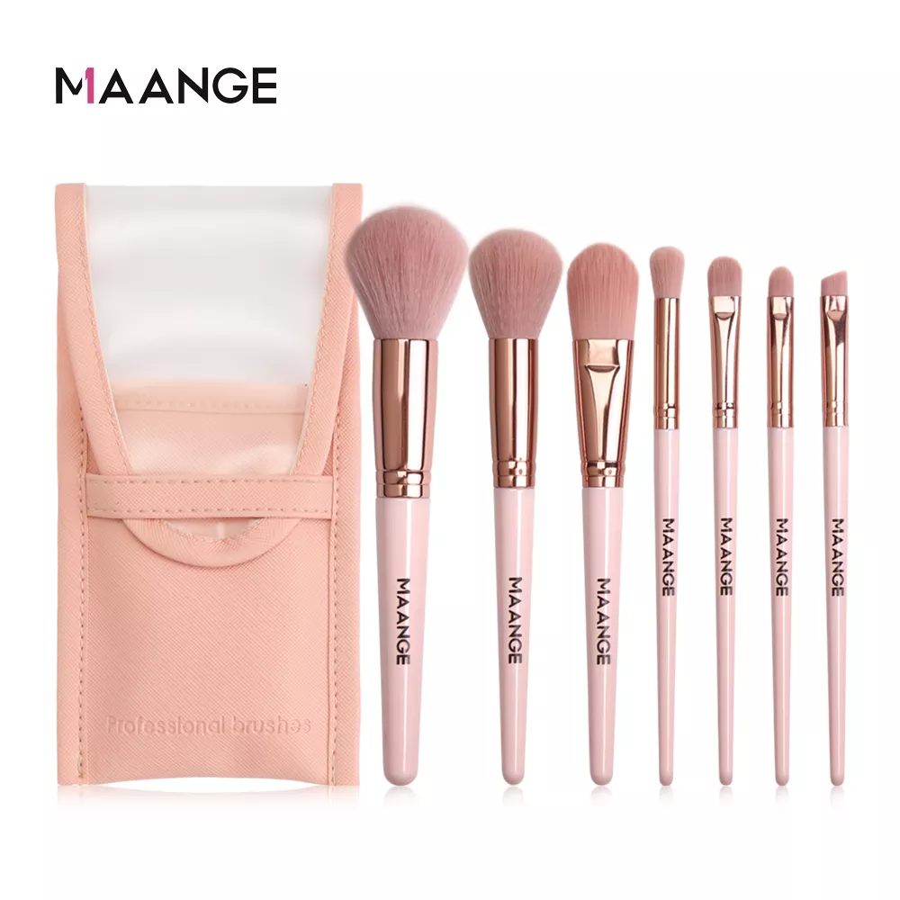 Maange 7pc Make Up Brush For Foundation Powder Blending Blush Eyeshadow Brush With Brush Bag