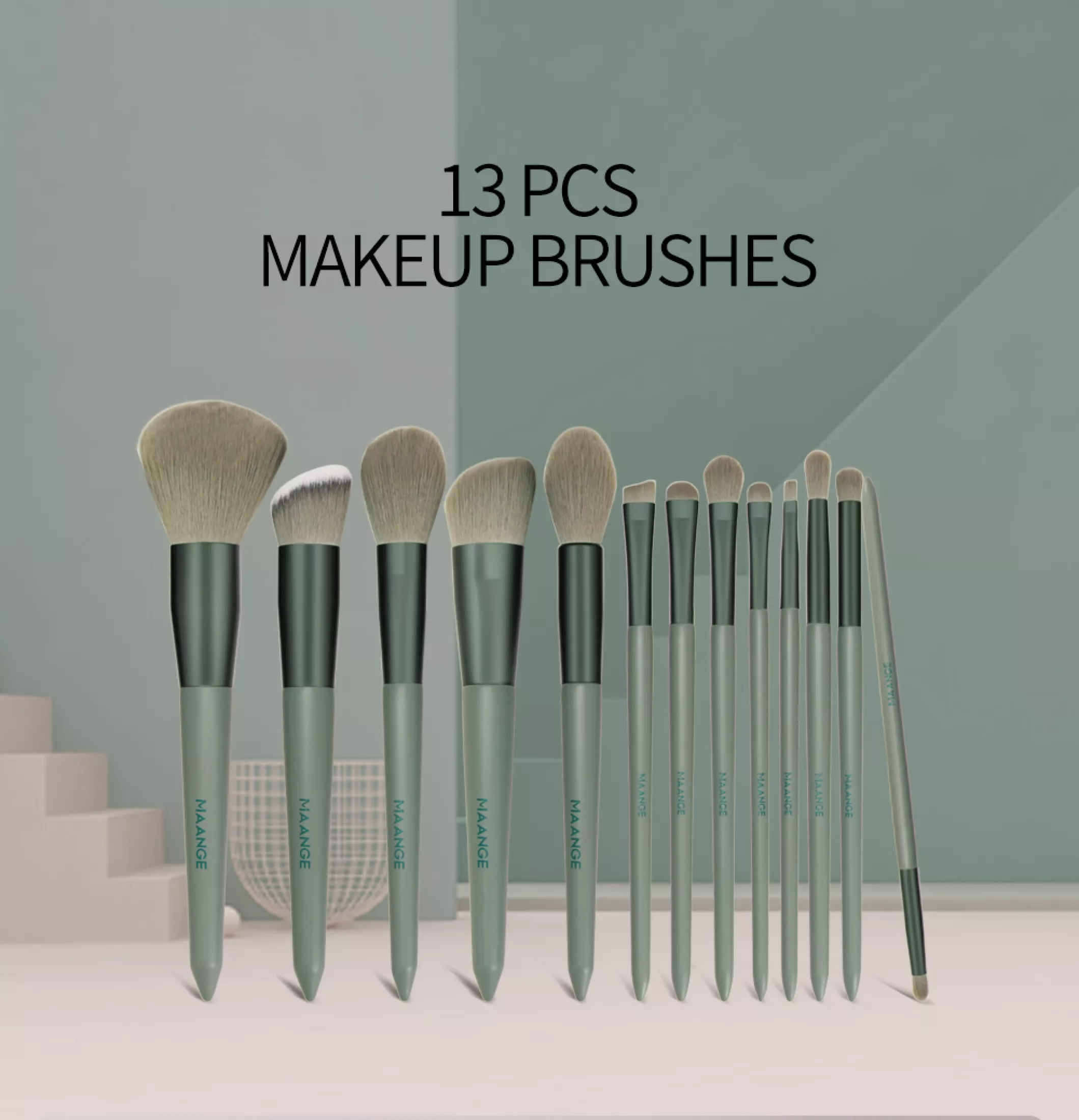 Maange 13pcs Makeup Brushes Set Eye Shadows Powder Foundation Cosmetics Beauty Soft Hair Contour Brush With Bag Mag 5877l