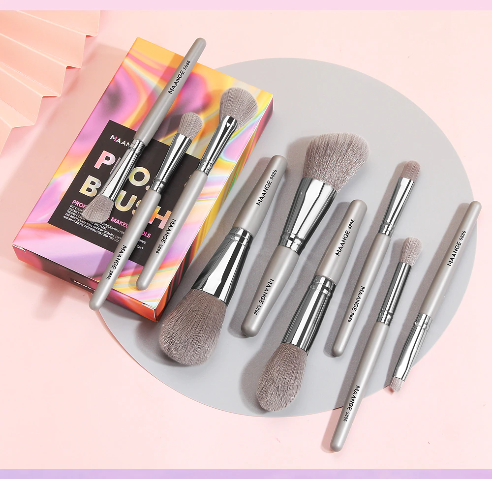 Maange 9pcs Makeup Brush With Exquisite Box Density Bristle Soft Beauty Eyeshadow Make Up Brush Mag 5886hs+zh