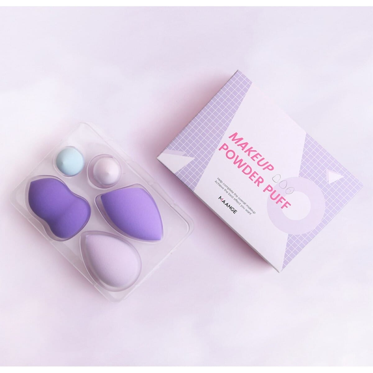 Maange 5pcs Makeup Sponge Blending Foundation Wet/dry Face Cosmetic Puff
