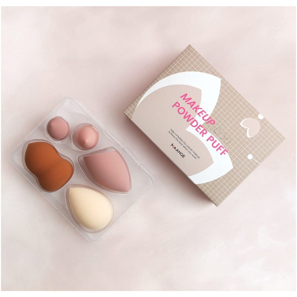 Maange 5pcs Makeup Sponge Blending Foundation Wet/dry Face Cosmetic Puff