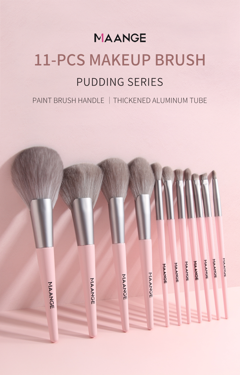 Maange 11pcs Makeup Brushes Tool Set Cosmetic Powder Eye Shadow Foundation Blush Blending Cosmestic Make Up Brush Mag 5907
