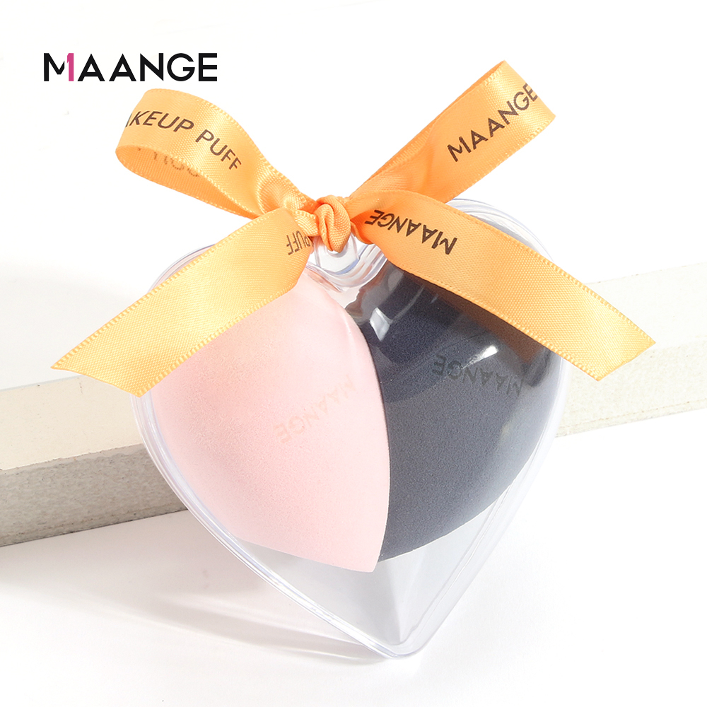 Maange 2pcs Makeup Sponge Beauty Egg Set Cosmetic Egg Sponge Puff With Heart Shaped Box