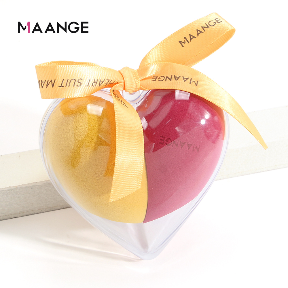 Maange 2pcs Makeup Sponge Beauty Egg Set Cosmetic Egg Sponge Puff With Heart Shaped Box