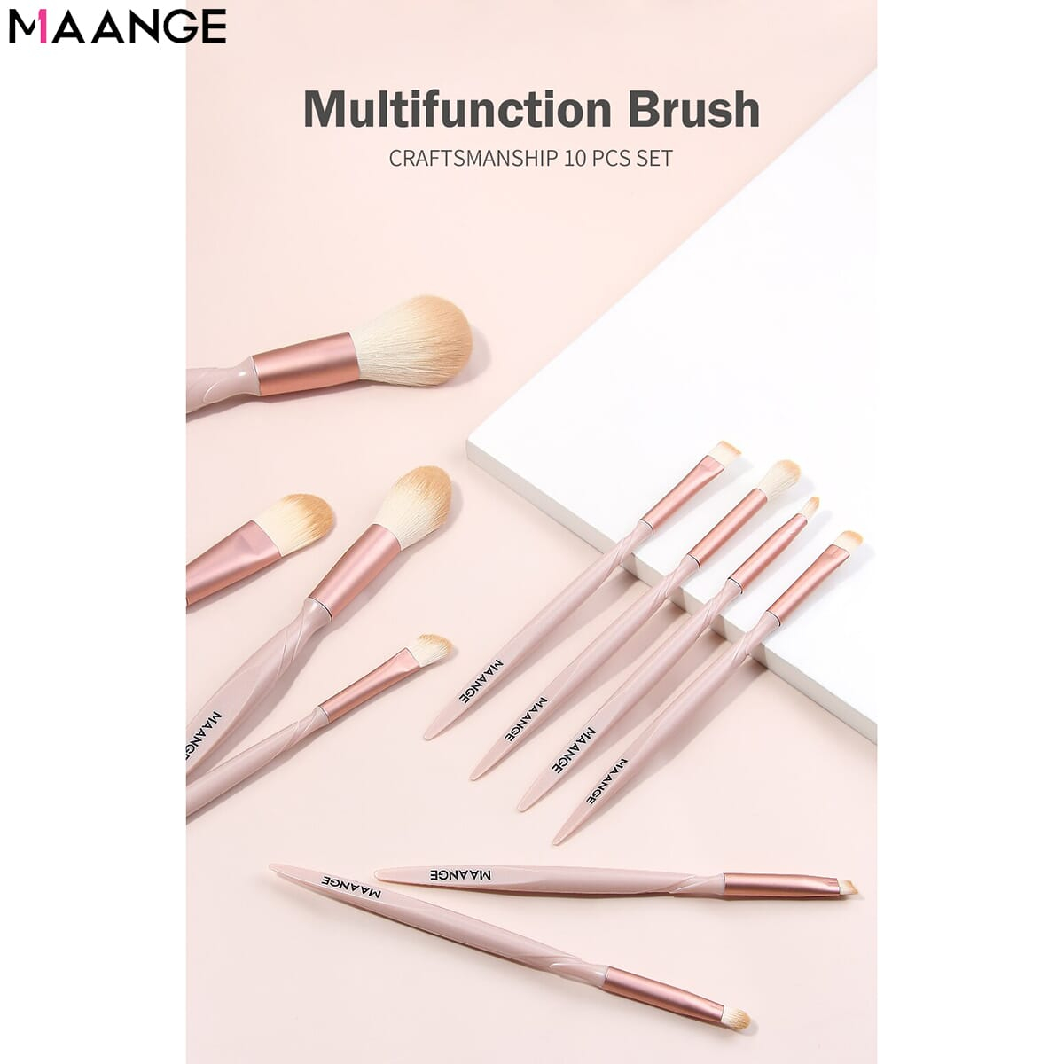 Maange 10pcs Makeup Brushes Set For Colorful Cosmetic Foundation Powder Blush Eyeshadow Make Up Brush Mag 5940fj