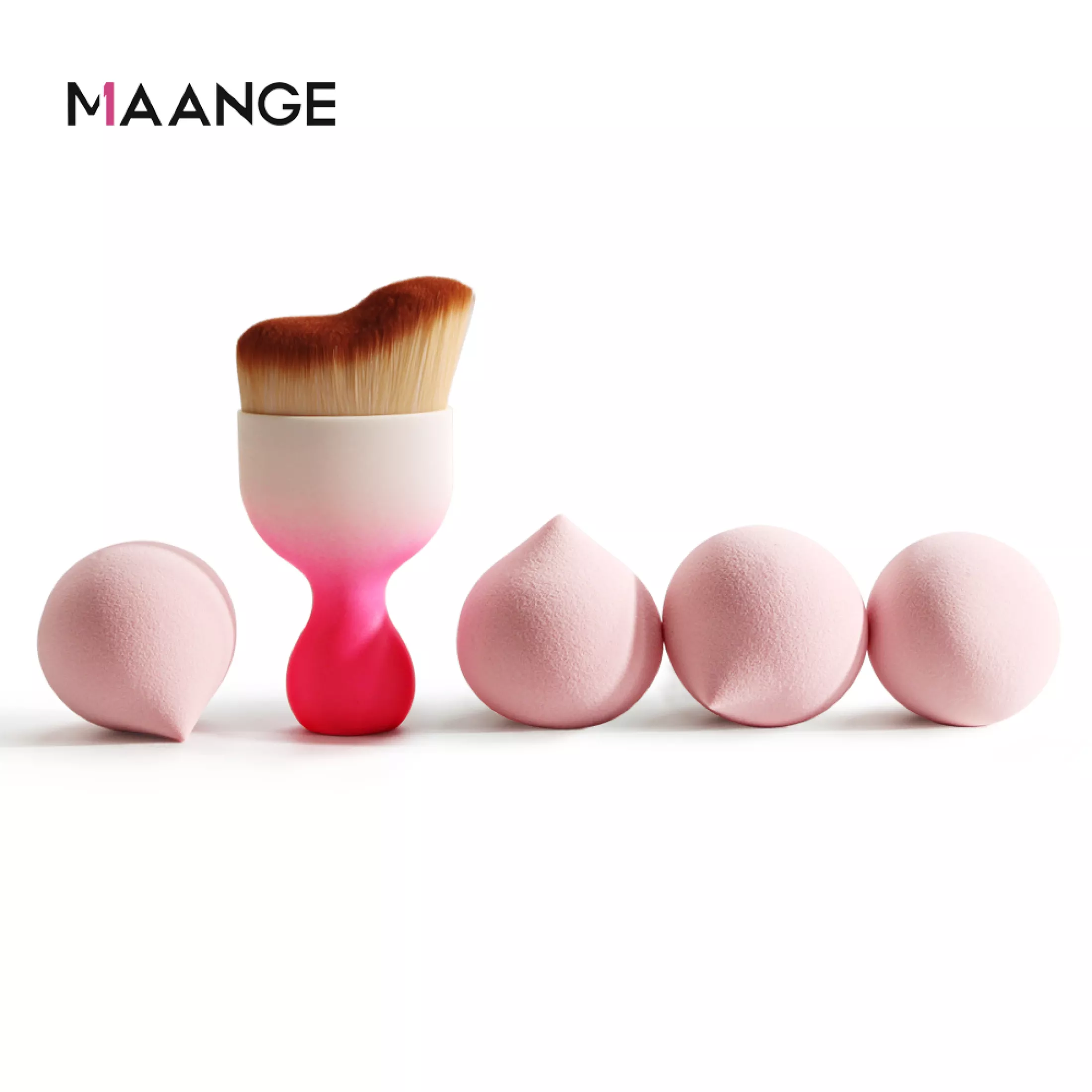 Maange Makeup Brush With Foundation Blender 4pcs Make Up Sponge Puff