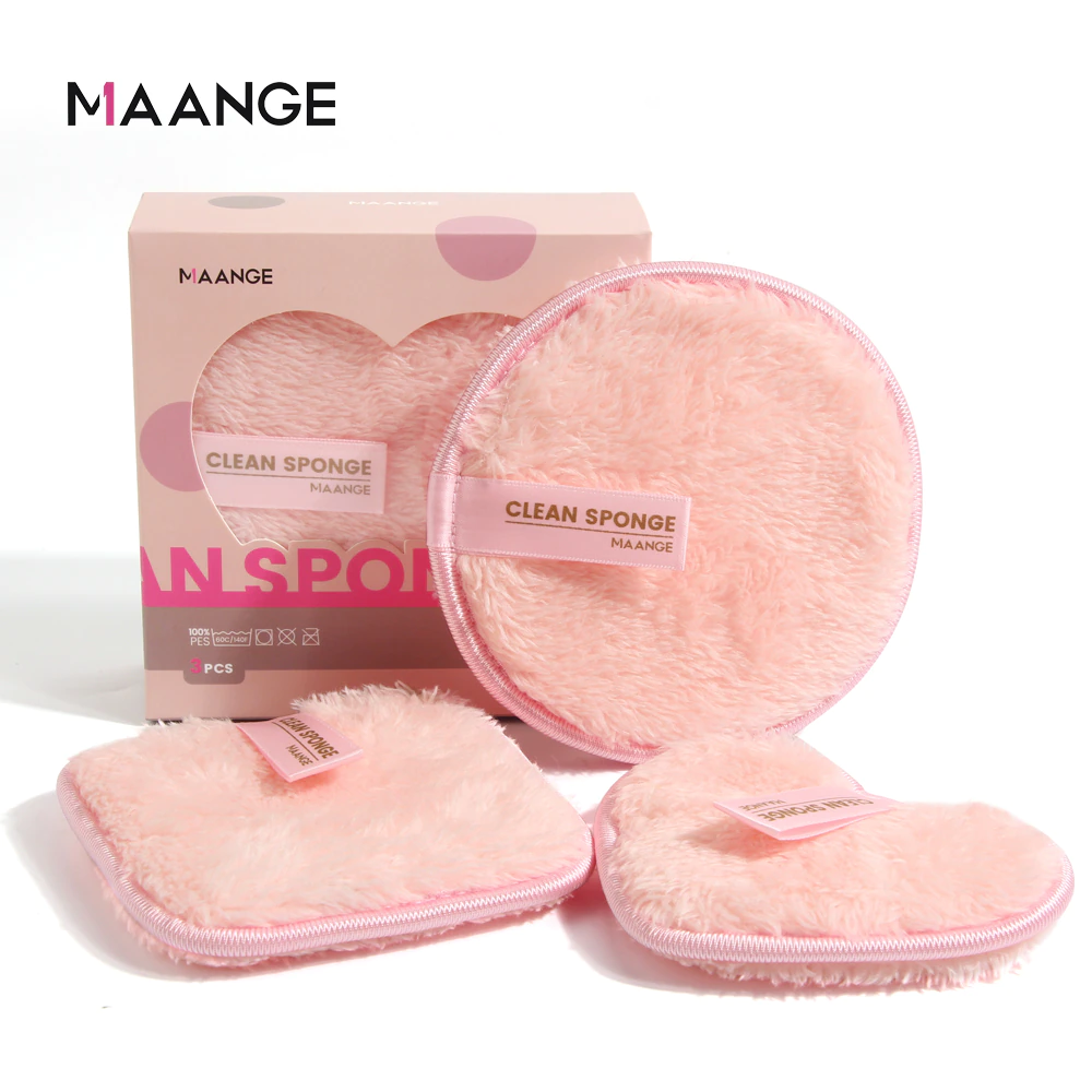 Maange 3pcs Makeup Remover Puff Reusable Cotton Pad Clean Sponge