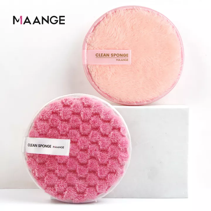 Maange 2pcs Deep Makeup Remover Puff Reusable Cleanning Puff Mag 5977