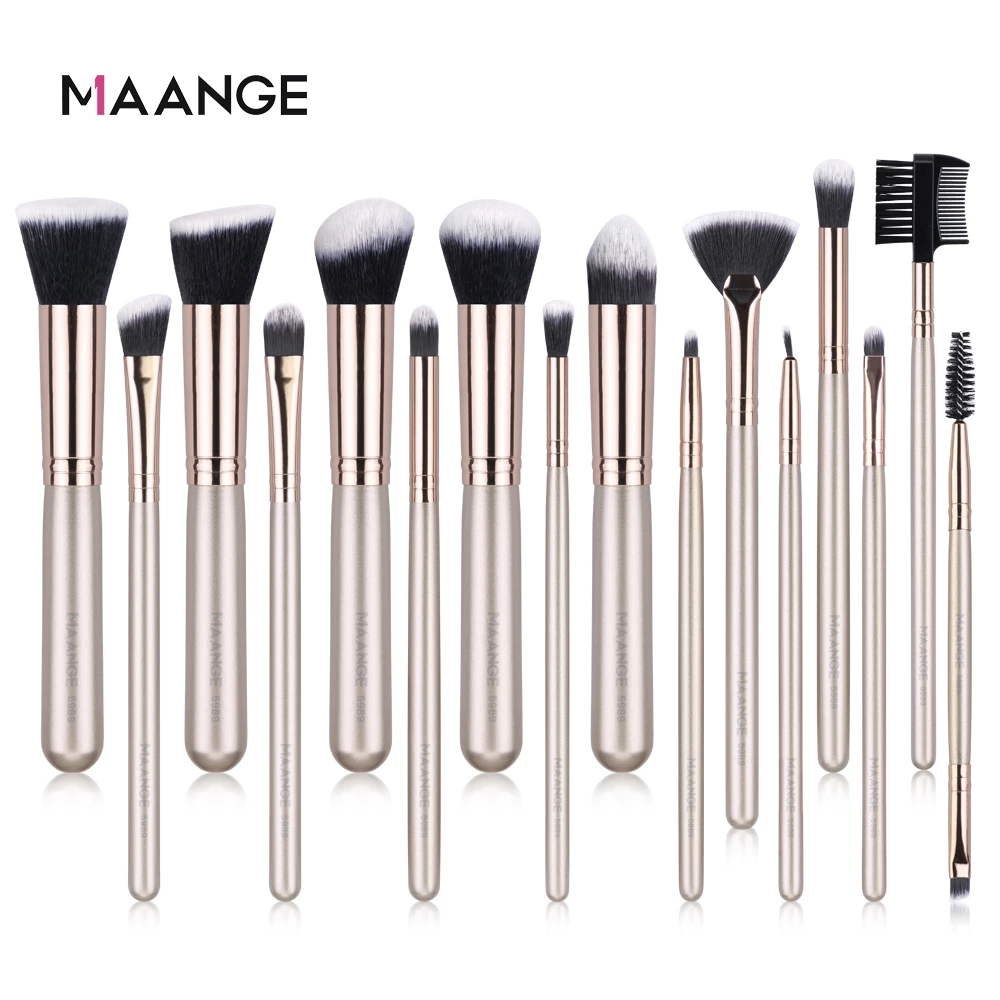 Maange 16pcs Professional Makeup Brushes Set With Wooden Handle Mag5989jj