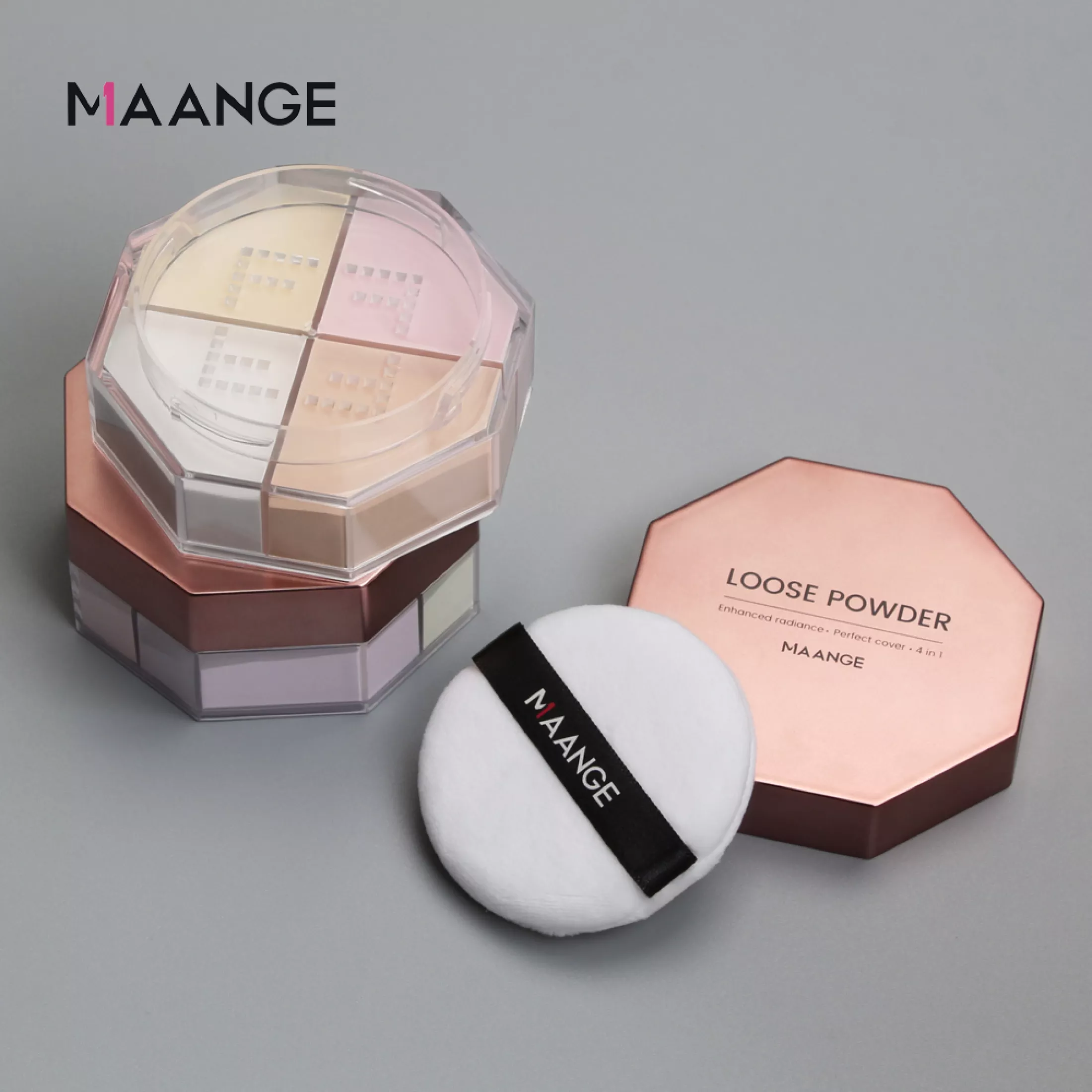 Maange Loose Makeup Powder Long-lasting Oil Control Waterproof Concealer,protect Cover 4 In 1, Natural Makeup 4x4g