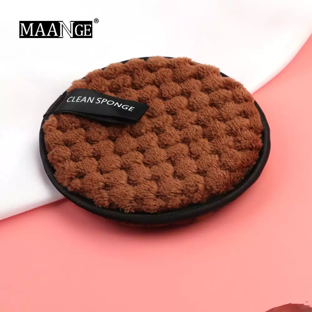 Maange 1pc Microfiber Pads Double Layer Facial Makeup Remover Puff Cotton