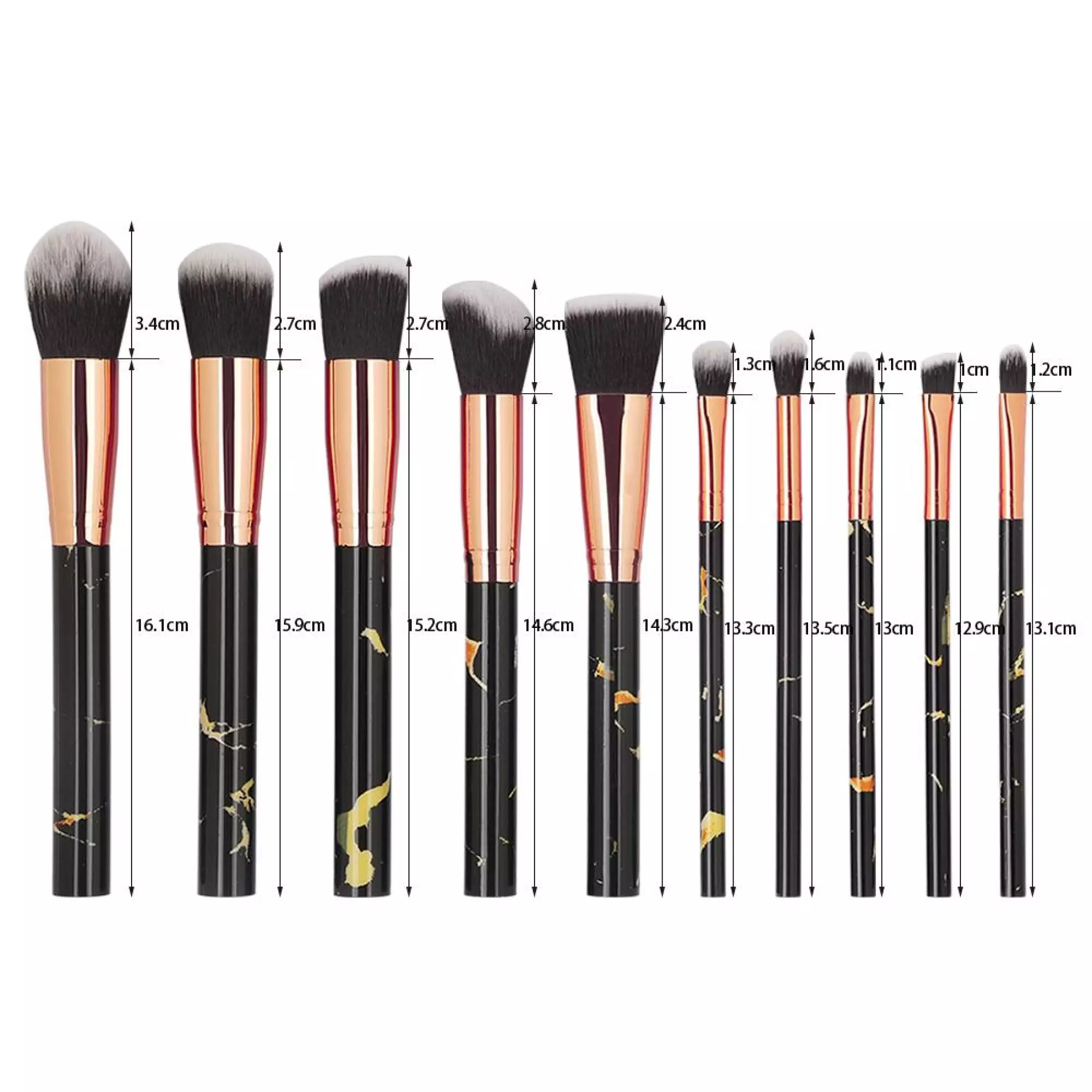 Maange Marble Brush 10pcs Makeup Brushes Set Powder Blending, Brush Concealer With Cosmetic Bag