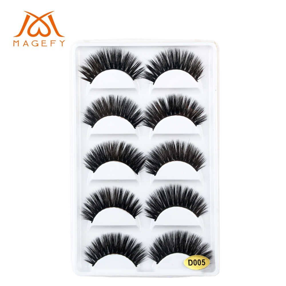 Maange Magefy 5 Pairs 3d Faux Mink Soft False Eyelashes Extension Natural Thick Long Eye Lashes Wispy Makeup Beauty Tools