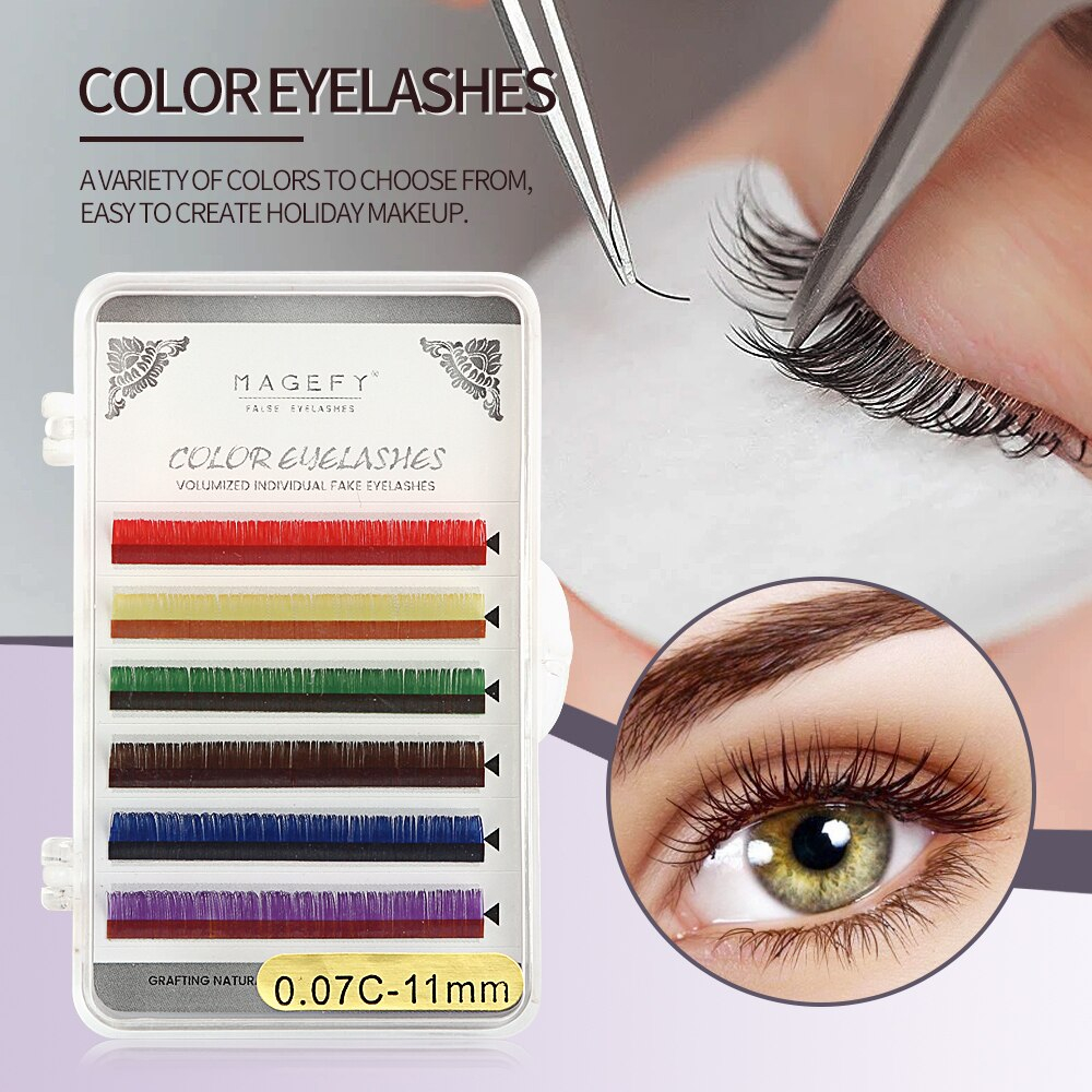 Maange Magefy Mixed Colored Eyelashes Extension Individual Premium Mink Soft False Eyelashes Bloom Mgy7168 11cm