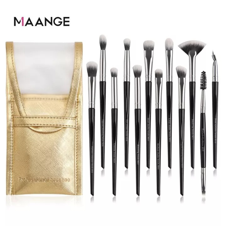 MAANGE 12Pcs Make Up Brush Set Eye Makeup Brushes With Pouch