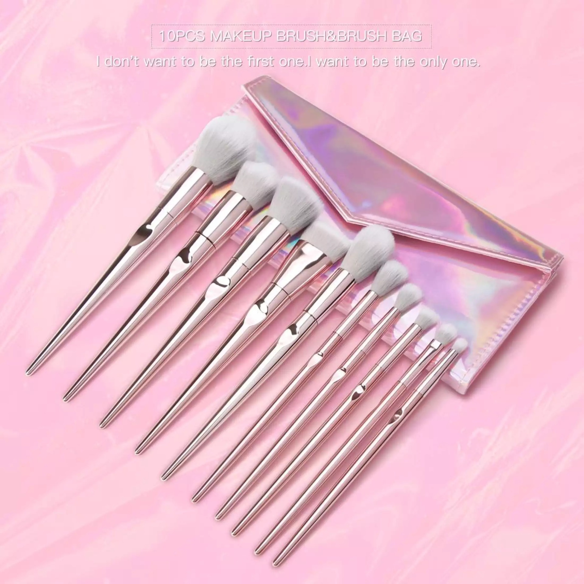 Maange Brushes 10pcs Pink Makeup Brushes Set Beauty Make Up Brush & 1pc Cosmetic Bag