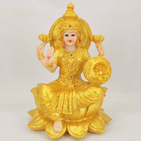 Laughing Buddha - Maha Laxmi on Lotus Statue