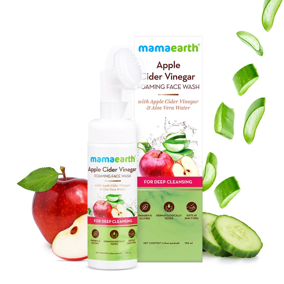 Mamaearth  Apple Cider Vinegar Foaming Face Wash with Apple Cider Vinegar and Aloe Vera Water for Deep Cleansing - 150ml