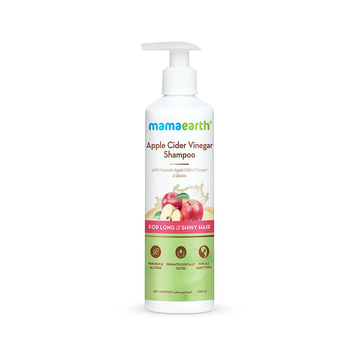 Mamaearth Apple Cider Vinegar Shampoo with Organic Apple Cider Vinegar and Biotin for Long and Shiny Hair - 250ml