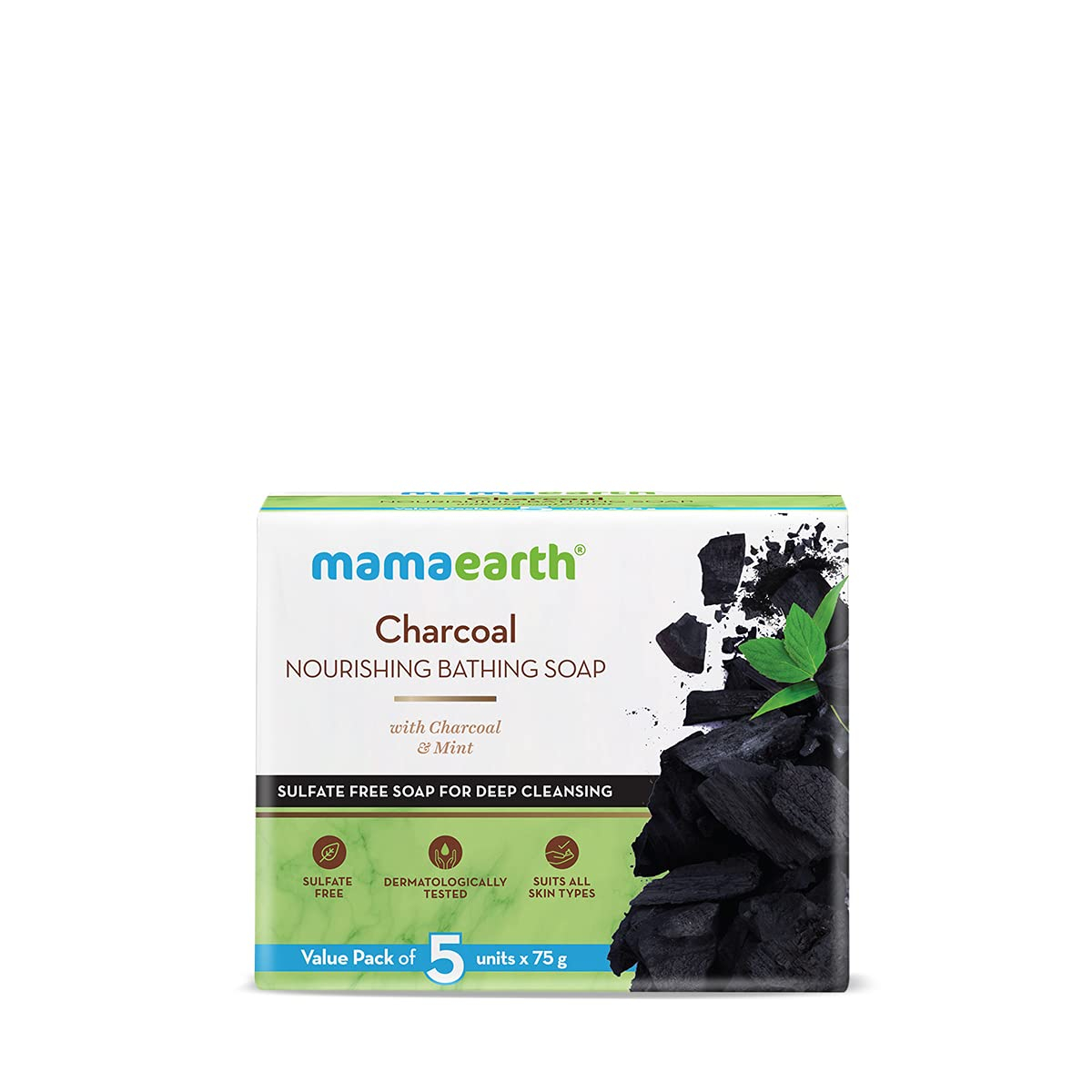 Mamaearth Natural Nourishing Bathing Soap With Charcoal and Mint for Deep Cleansing 75gm