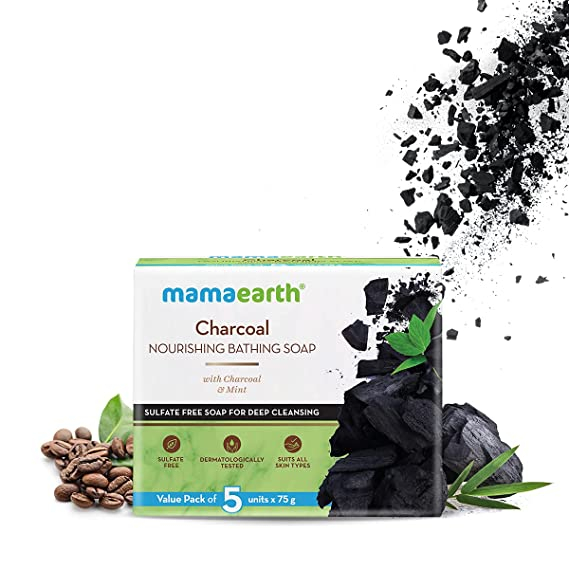 Mamaearth Charcoal Nourishing Soap With Charcoal and Mint for Deep Cleansing – 5x75g