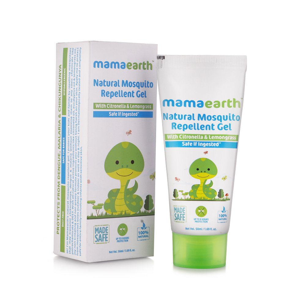 Mamaearth Natural Mosquito Repellent Gel 50ml. DEET Free. Protects from Dengue, Malaria & Chikungunya