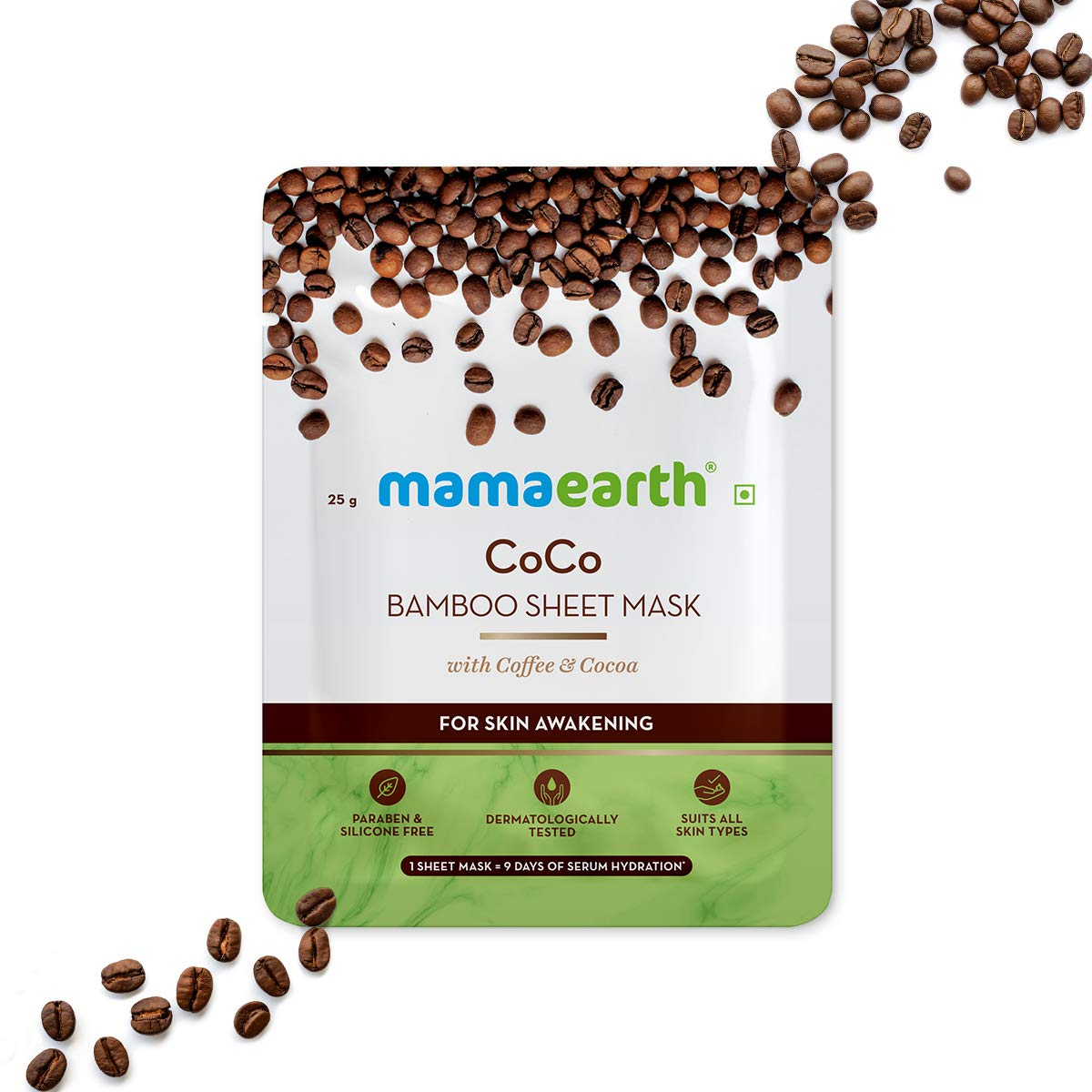 CoCo Bamboo Sheet Mask with Coffee and Cocoa for Skin Awakening - 25 g