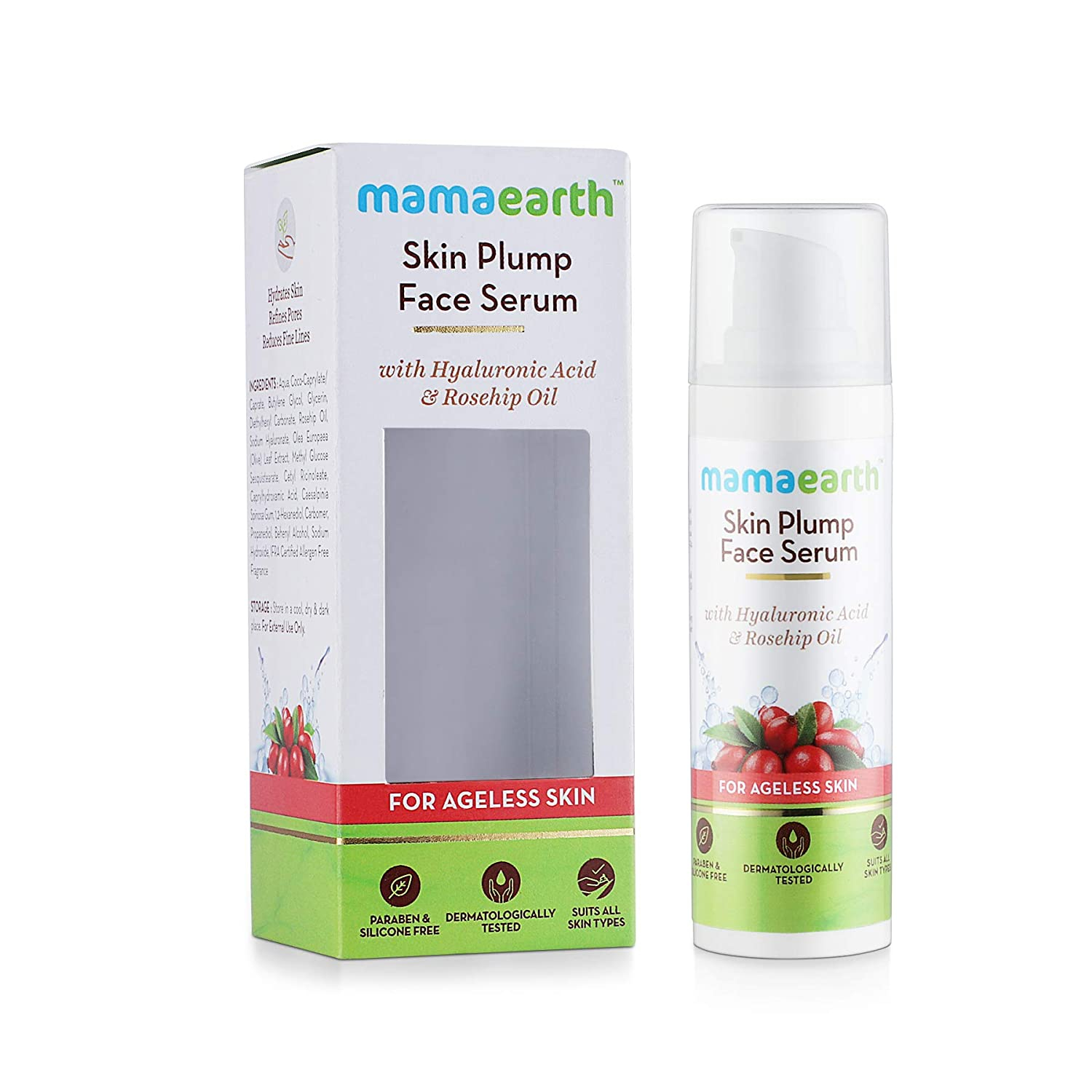 Mamaearth Skin Plump Face Serum With Hyaluronic Acid & Rosehip Oil (30ml)