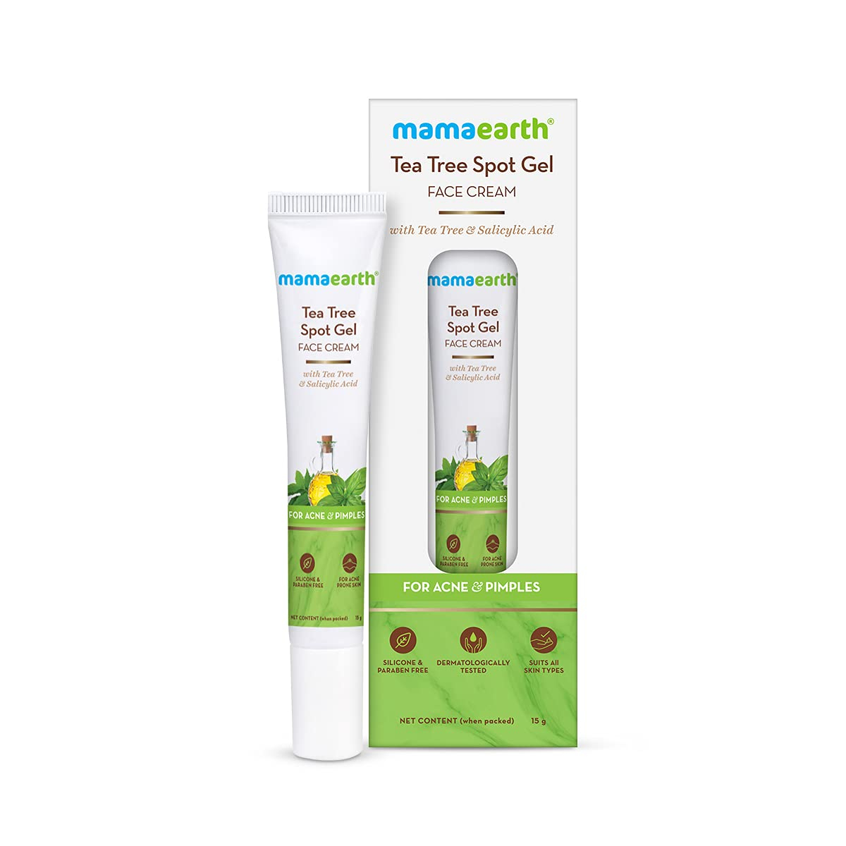 Mamaearth Tea Tree Spot Gel Pimple Removal Face Cream with Tea Tree & Salicylic Acid For Acne & Pimples – 15 g