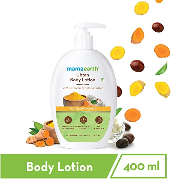 Mamaearth Ubtan Body Lotion with Turmeric & Kokum Butter for Glowing Skin – 400 ml