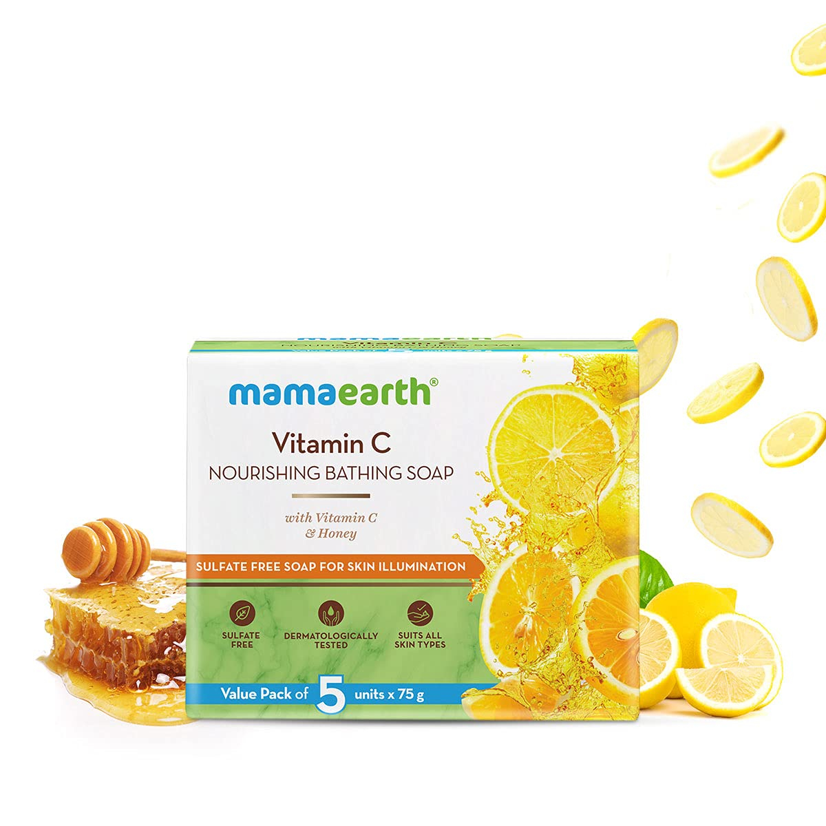 Mamaearth Ubtan Nourishing Bathing Soap With Vitamin C and Honey for Skin Illumination – 5x75g