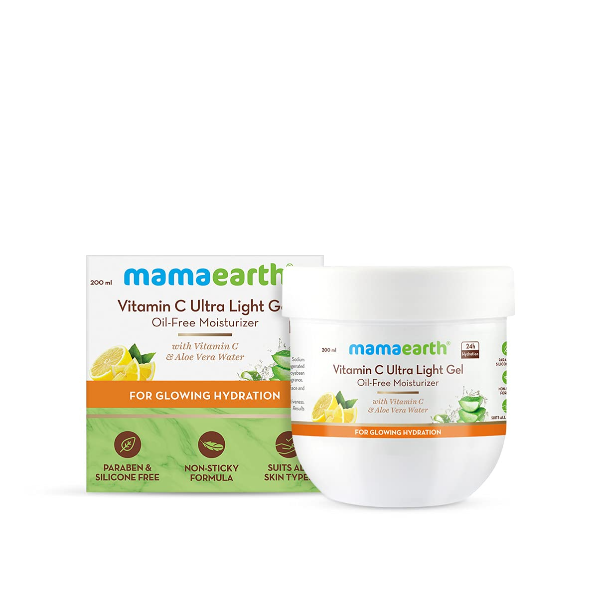 Mamaearth Vitamin C Ultra Light Gel Oil-Free Moisturizer with Vitamin C and Aloe Vera Water for Glowing Hydration - 200 ml