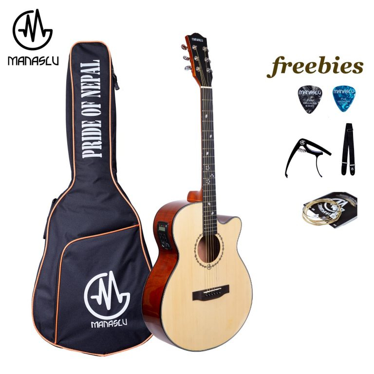 Manaslu MG5 Semi – Acoustic Guitar With Bag,Capo,String,Belt and Pick