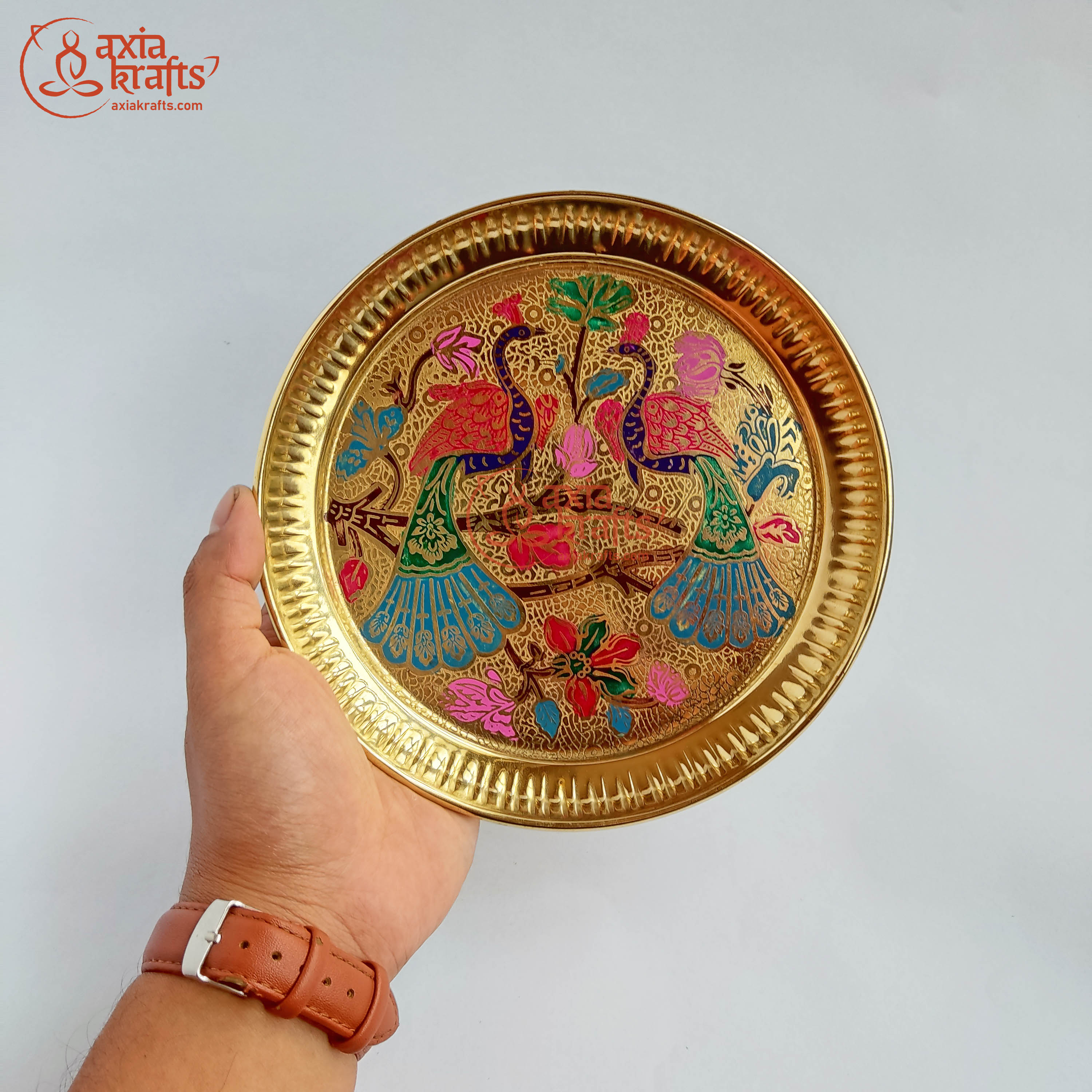 Axia Krafts Mayur Puja Thaali 7.5Inches