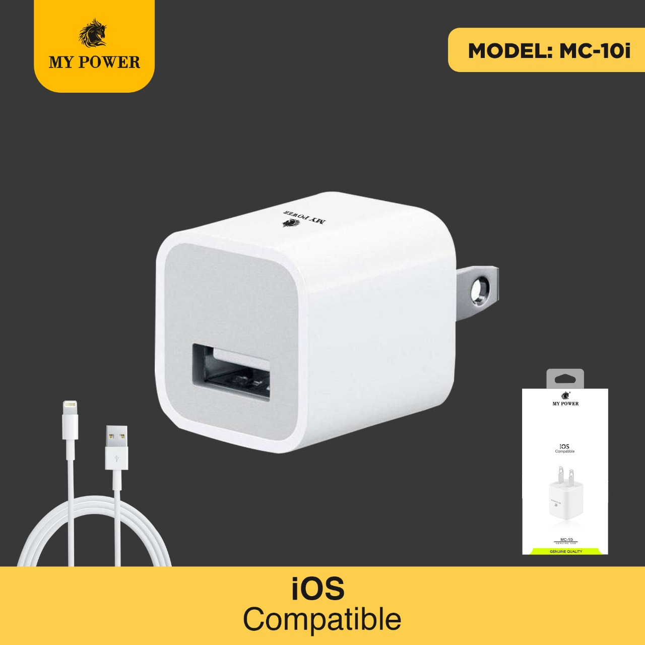 My Power Charger iPhone 5w with USB Lightning Cable, MC-10i