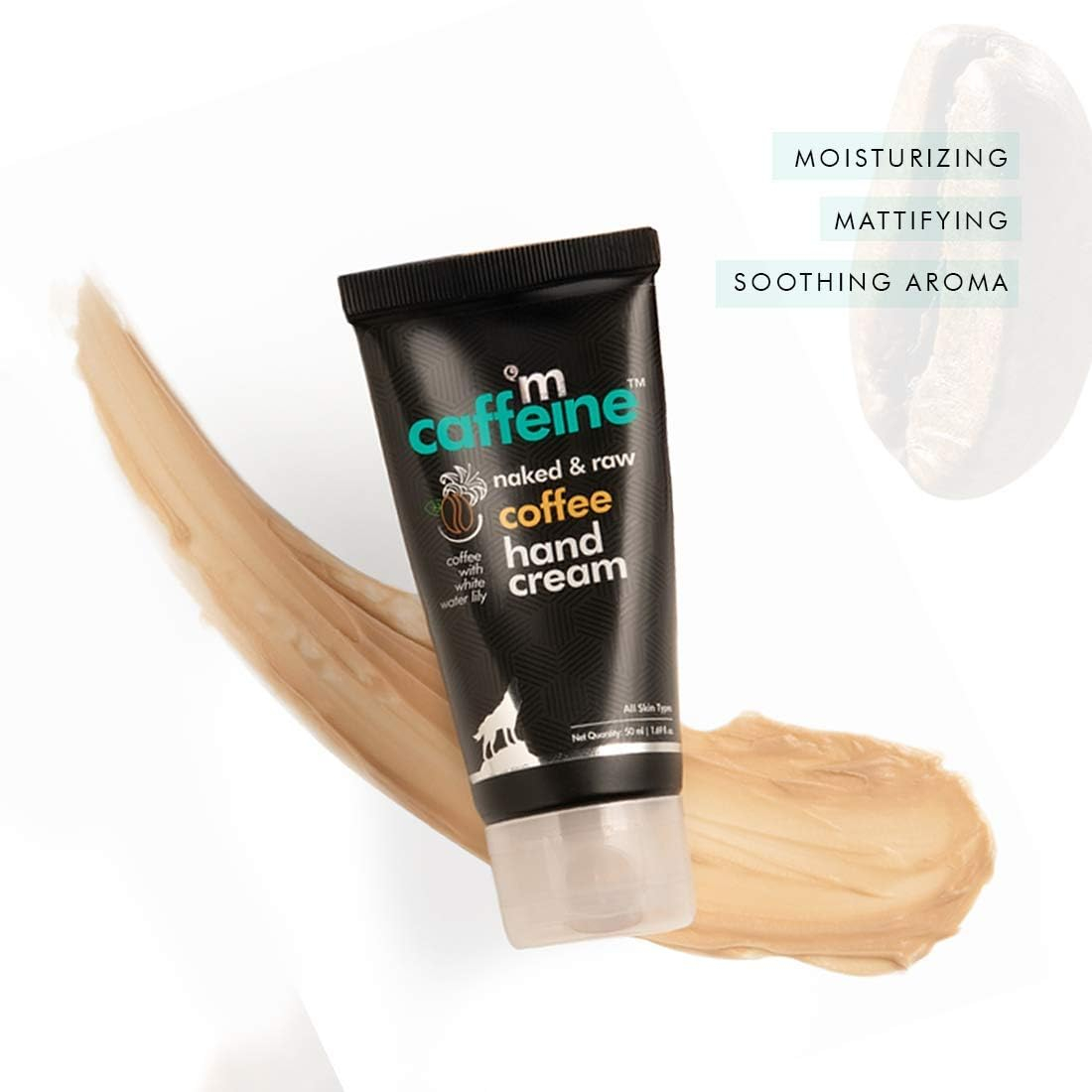 mCaffeine Coffee Hand Cream (50ml) with Shea Butter Sweat Almond Oil | Soft and Smooth Hands with Lightweight Moisturization | Non Sticky Cream for Hydrating Dry and Dull Skin