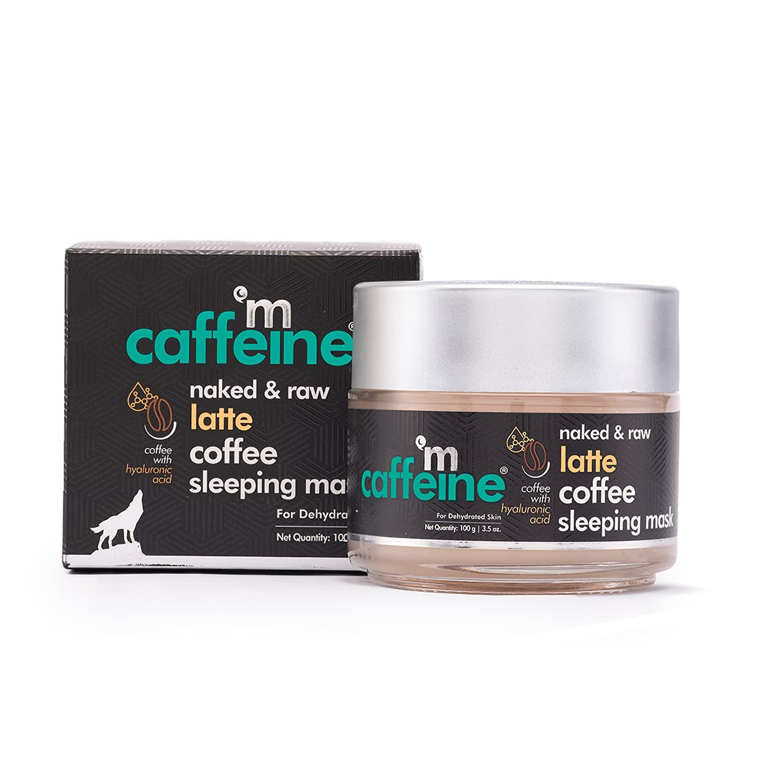 mCaffeine De-Stressing Latte Coffee Sleeping Face Pack with Hyaluronic Acid & Niacinamide | Moisturizes & Hydrates for 48 Hrs | Night Care Routine for All Skin Types (100gm)