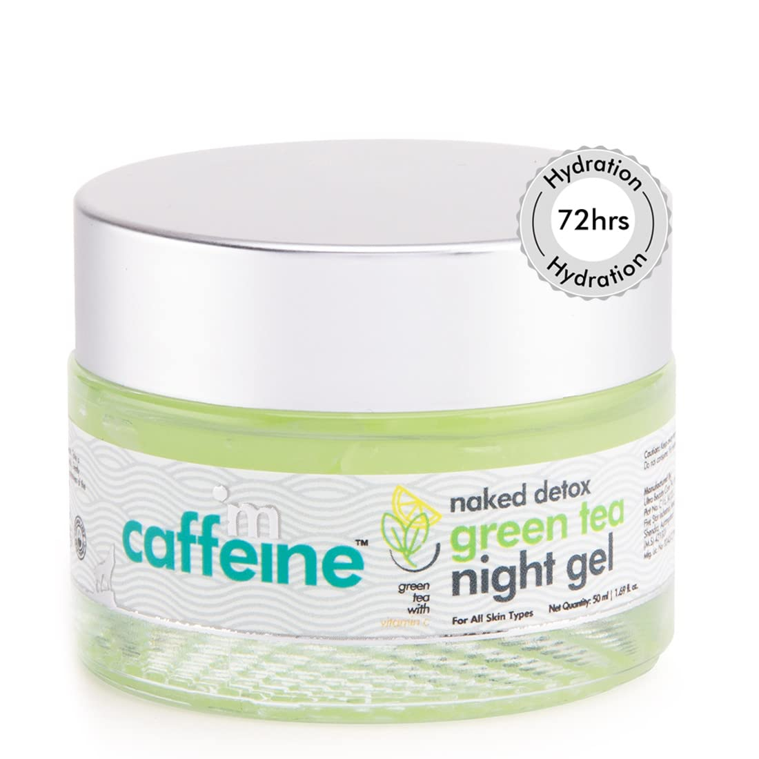 mCaffeine Vitamin C Night Cream for Women & Men with Green Tea & Hyaluronic Acid | Reduces Dark Spots & Fine Lines | 72 Hrs Moisturizing Night Gel for All Skin Types (50 ml)