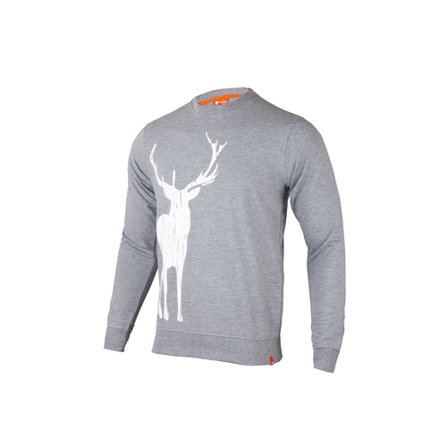 Wildcraft Men's Sweat shirt Print - Stag-Light Grey Melange-XL