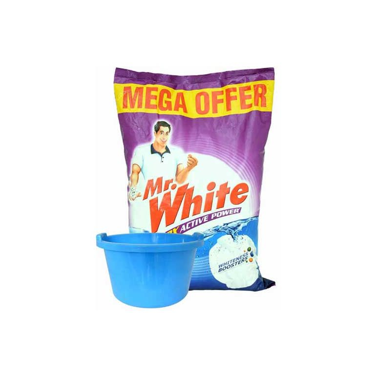 Mr. White Detergent Powder 5kg (With 18liter Tub)