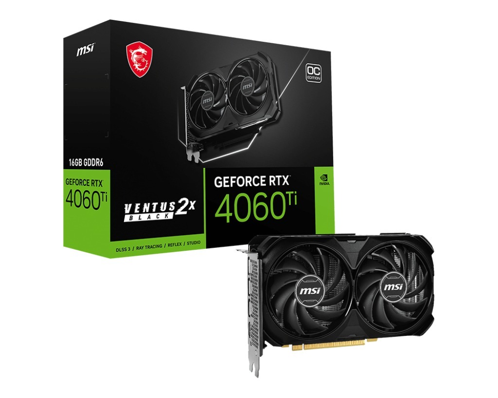 MSI PCI Exp RTX 4060 Ti Ventus 2X-BLACK-16G-OC - NVidia RTX 4000 Series Graphic Cards
