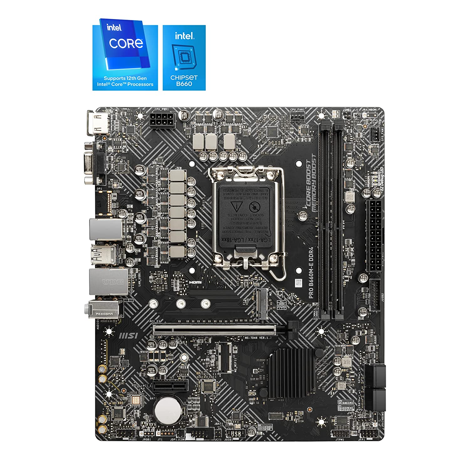 MSI PRO B660M-E DDR4 Motherboard, Micro-ATX - Supports Intel 12th