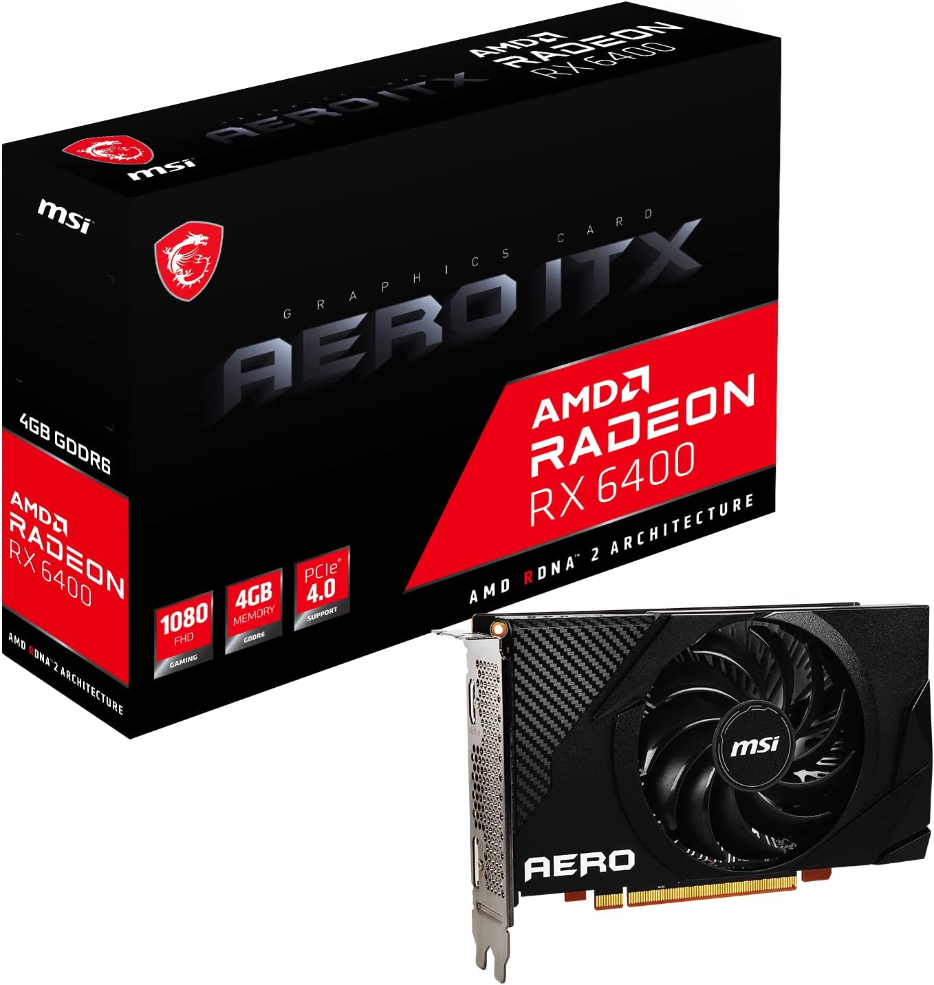 MSI - Radeon RX 6400 Aero ITX 4GB - Radeon Graphic Cards